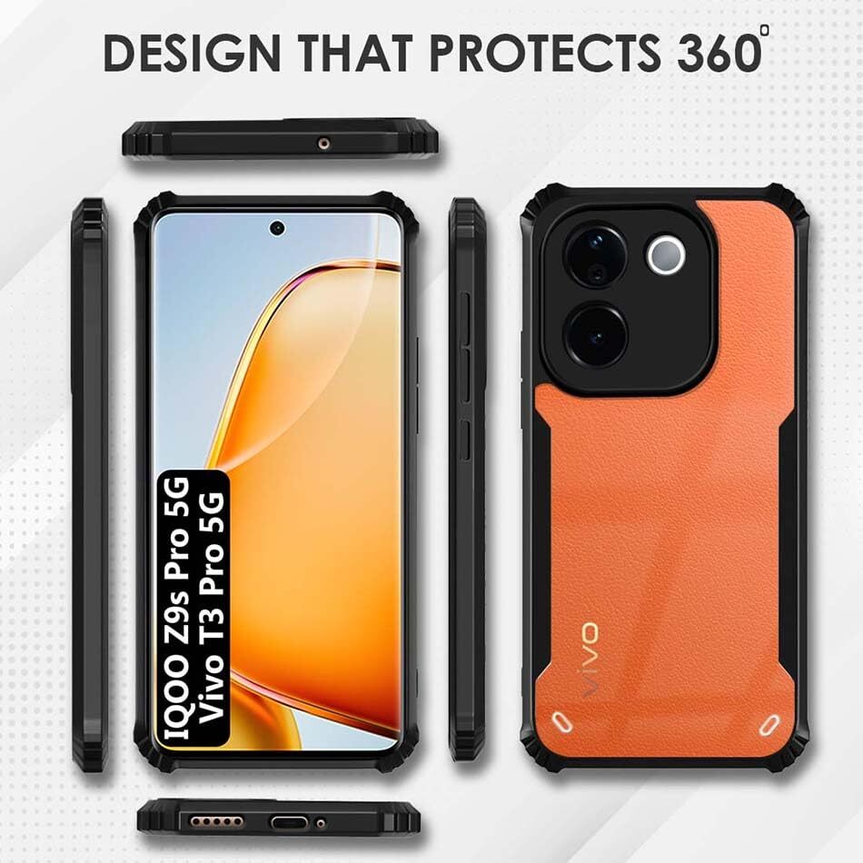 VAKIBO Super Premium Black Border Transparent Case With Corner Protection & Camera Protection Suitable for iQOO Z9s Pro