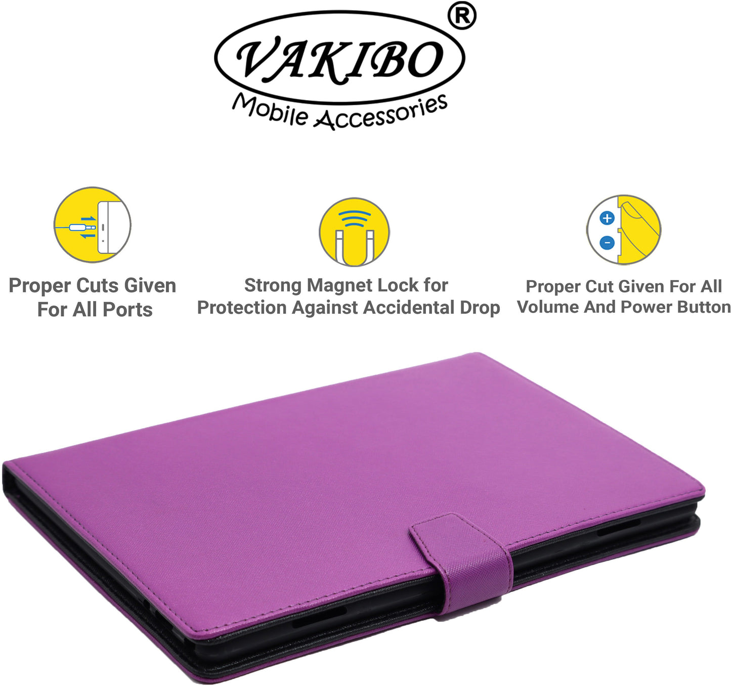 VAKIBO Mercury Premium Purple Coloured made With Canvas and TPU Flip Cover Case Suitable for Nokia Tab T20