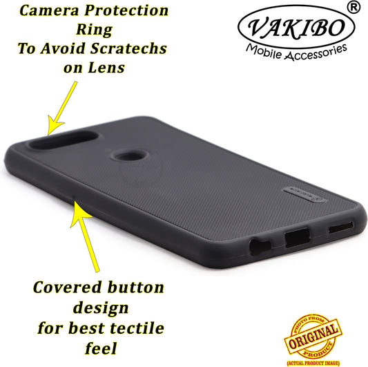 VAKIBO Niukin Dotted Design Black Coloured Soft TPU Rubber Back Cover Case With Camera Protection Ring Suitable for OnePlus 5T