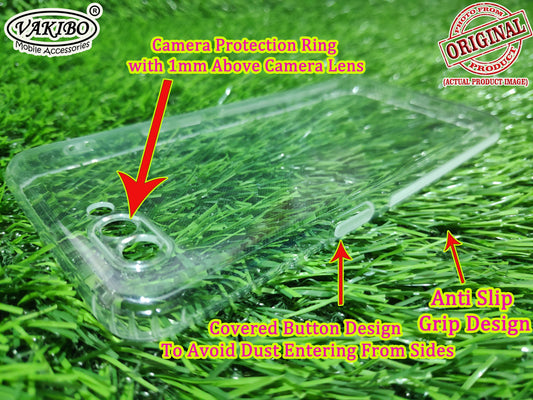 VAKIBO Super Premium Soft TPU Transparent Case With Dustplug,Side Grip,Corner Protection,lanyard Cuts,Camera Protection Suitable for Realme C1