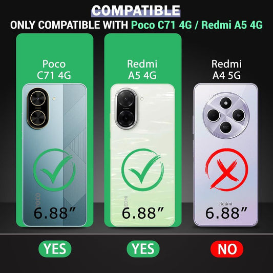 VAKIBO Premium Clear 1.5MM Thick Transparent Soft TPU Rubber Back Cover Case With Camera Protection Suitable for POCO C71