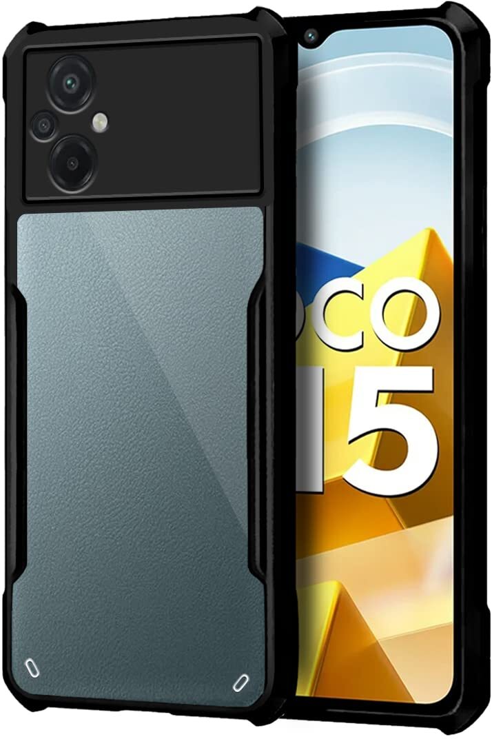 VAKIBO Super Premium Black Border Transparent Case With Corner Protection & Camera Protection Suitable for Mi Poco M5 4G