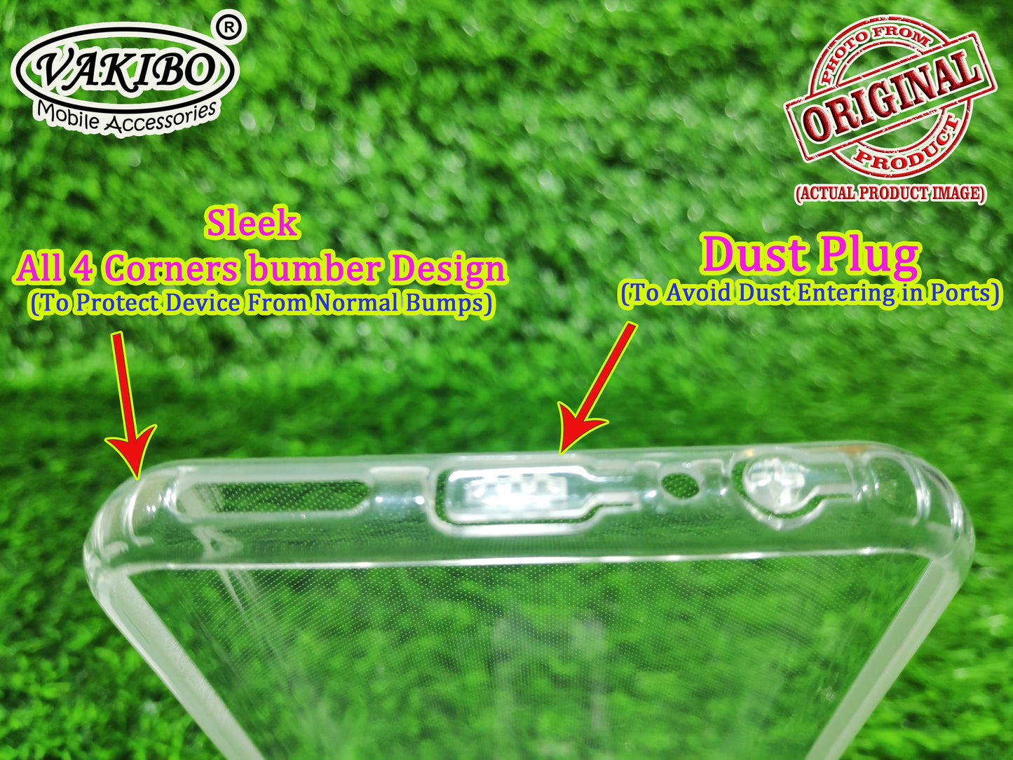 VAKIBO Super Premium Soft TPU Transparent Case With Dustplug,Side Grip,Corner Protection,lanyard Cuts,Camera Protection Suitable for Realme 7 Pro