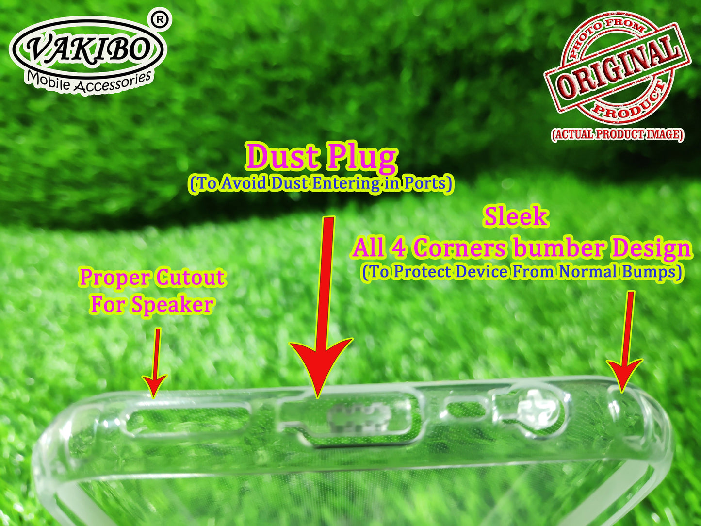 VAKIBO Super Premium Soft TPU Transparent Case With Dustplug,Side Grip,Corner Protection,lanyard Cuts,Camera Protection Suitable for Realme C11