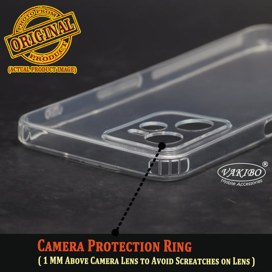 VAKIBO Super Premium Soft TPU Transparent Case With Dustplug,Side Grip,Corner Protection,lanyard Cuts,Camera Protection Suitable for Realme Narzo 50A Prime