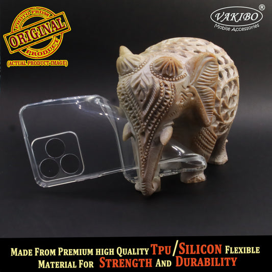 VAKIBO Super Premium Soft TPU Transparent Case With Dustplug,Side Grip,Corner Protection,lanyard Cuts,Camera Protection Suitable for Realme C51 4G