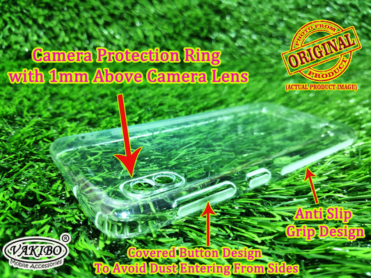 VAKIBO Super Premium Soft TPU Transparent Case With Dustplug,Side Grip,Corner Protection,lanyard Cuts,Camera Protection Suitable for Samsung A10