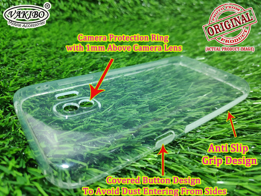 VAKIBO Super Premium Soft TPU Transparent Case With Dustplug,Side Grip,Corner Protection,lanyard Cuts,Camera Protection Suitable for Samsung J2 2018