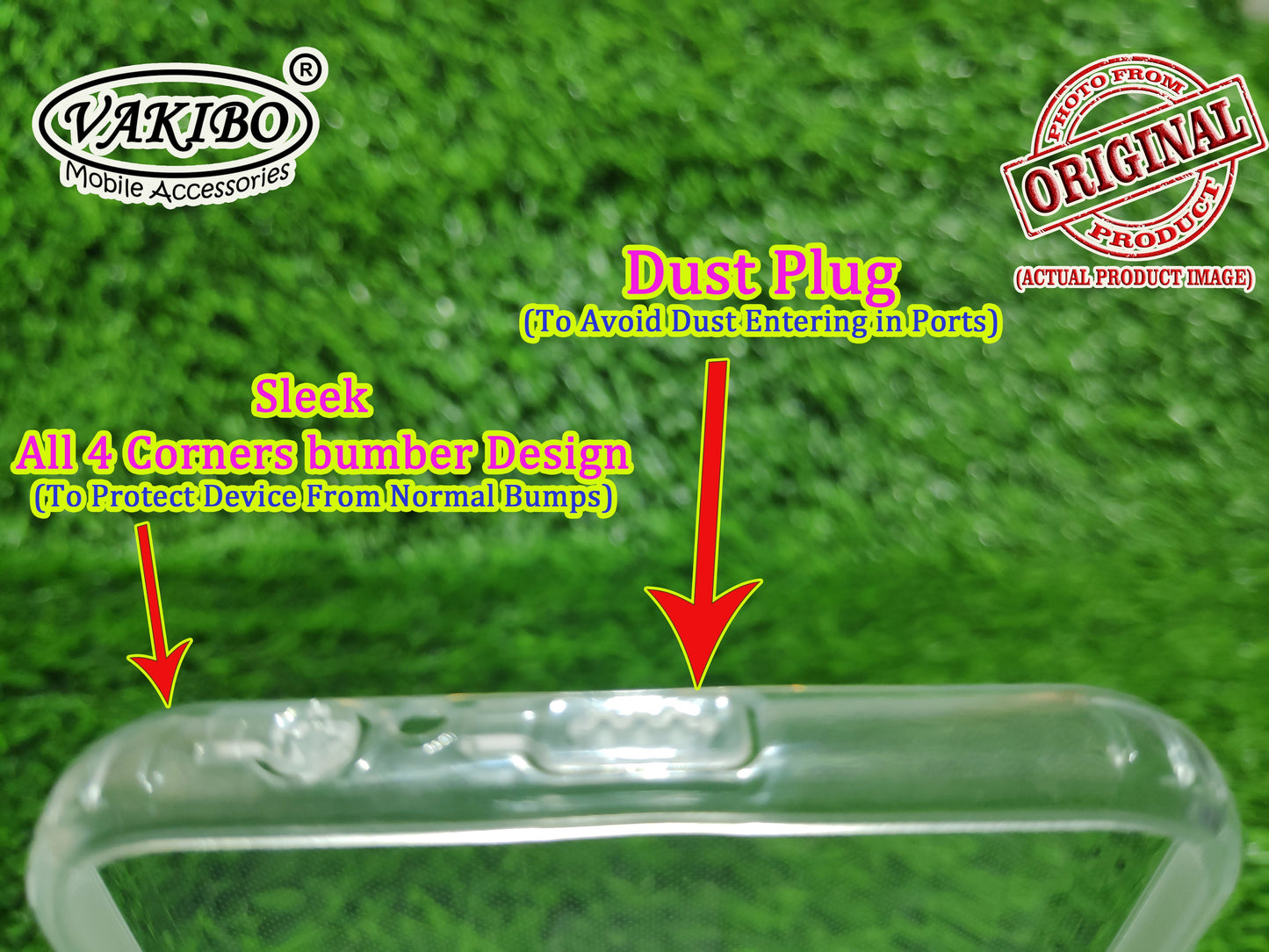 VAKIBO Super Premium Soft TPU Transparent Case With Dustplug,Side Grip,Corner Protection,lanyard Cuts,Camera Protection Suitable for Samsung J6