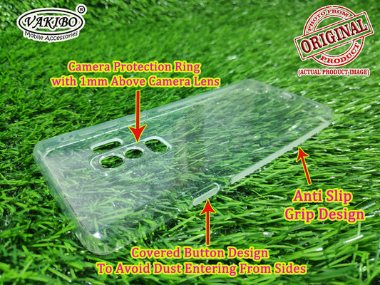 VAKIBO Super Premium Soft TPU Transparent Case With Dustplug,Side Grip,Corner Protection,lanyard Cuts,Camera Protection Suitable for Samsung S9 Plus