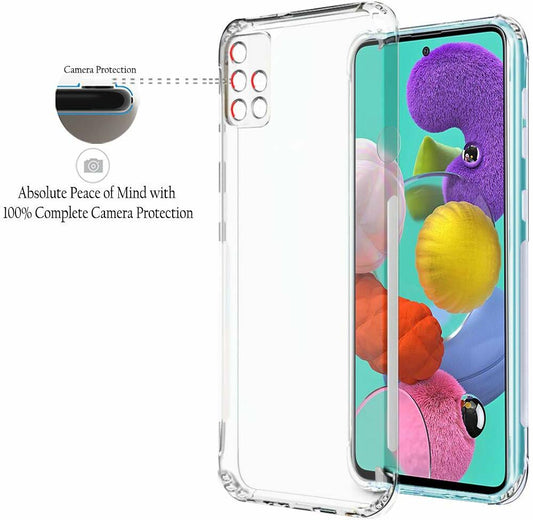 VAKIBO Super Premium Soft TPU Transparent Case With Dustplug,Side Grip,Corner Protection,lanyard Cuts,Camera Protection Suitable for Samsung A51