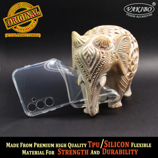 VAKIBO Super Premium Soft TPU Transparent Case With Dustplug,Side Grip,Corner Protection,lanyard Cuts,Camera Protection Suitable for Samsung A14 4G