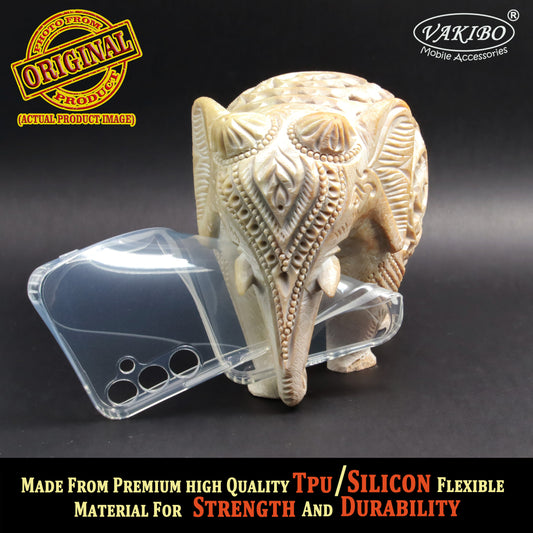 VAKIBO Super Premium Soft TPU Transparent Case With Dustplug,Side Grip,Corner Protection,lanyard Cuts,Camera Protection Suitable for Samsung A34 5G