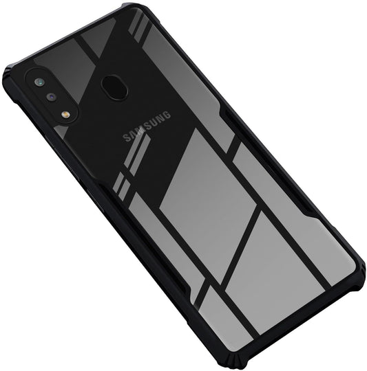 VAKIBO Super Premium Black Border Transparent Case With Corner Protection & Camera Protection Suitable for Samsung M20