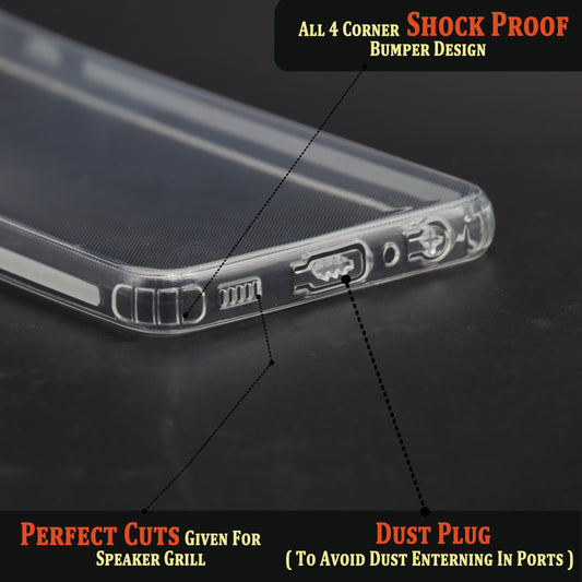 VAKIBO Super Premium Soft TPU Transparent Case With Dustplug,Side Grip,Corner Protection,lanyard Cuts,Camera Protection Suitable for Samsung M32 5G