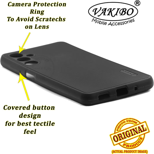 VAKIBO Niukin Dotted Design Black Coloured Soft TPU Rubber Back Cover Case With Camera Protection Ring Suitable for Samsung Galaxy M54 5G