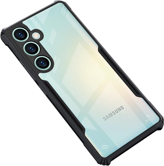 VAKIBO Best Selling Black and Transparent Back Cover Case Made With Soft TPU and Acrylic With 4 Corner and Camera Protection Suitable for Samsung Galaxy M55 5G