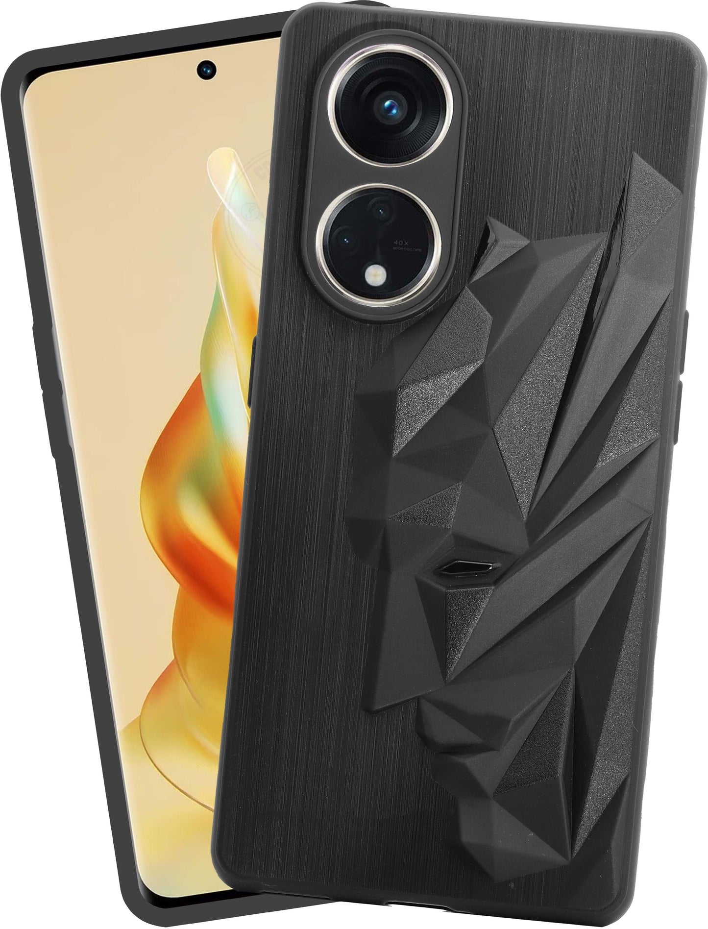 VAKIBO Bat Man 3D Mask Design Black Coloured Soft TPU Back Cover Case With Camera Protection Ring Suitable for Oppo Reno 8T