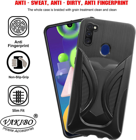 VAKIBO 3D Designer Black Coloured Soft TPU Back Cover Case Suitable for Samsung Galaxy M21 5G