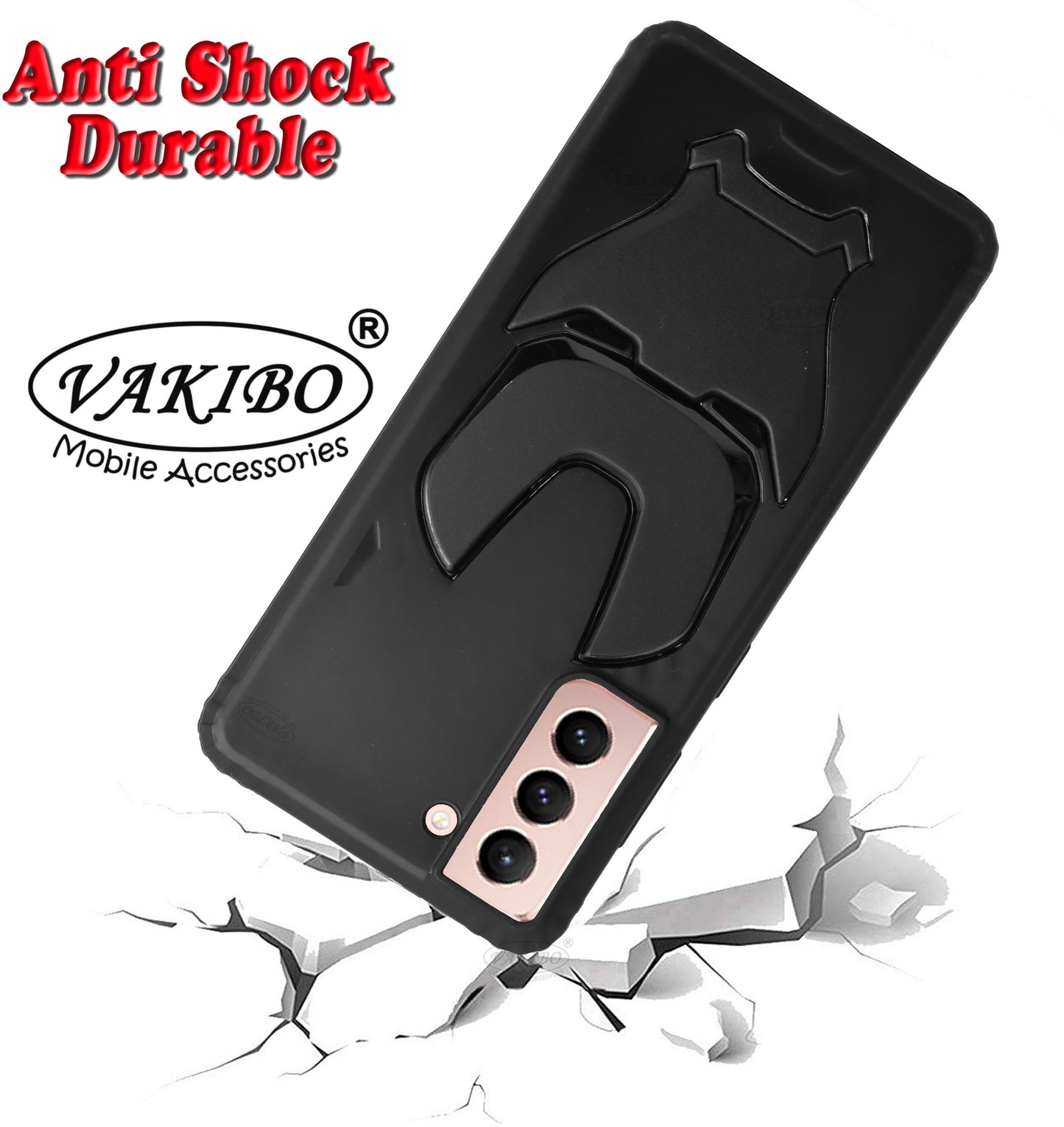 VAKIBO Iron Man 3D Mask Design Black Coloured Soft TPU Back Cover Case With Camera Protection Ring Suitable for Samsung Galaxy S21
