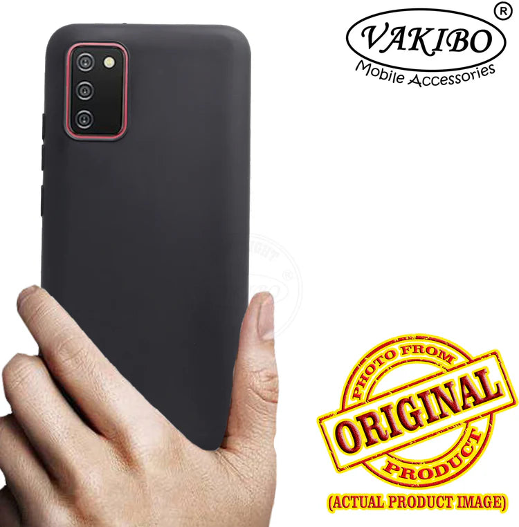 VAKIBO 1.2 MM Thick Black Coloured Soft TPU Rubber Back Cover Case With Camera Protection Ring Suitable for Samsung Galaxy A02s