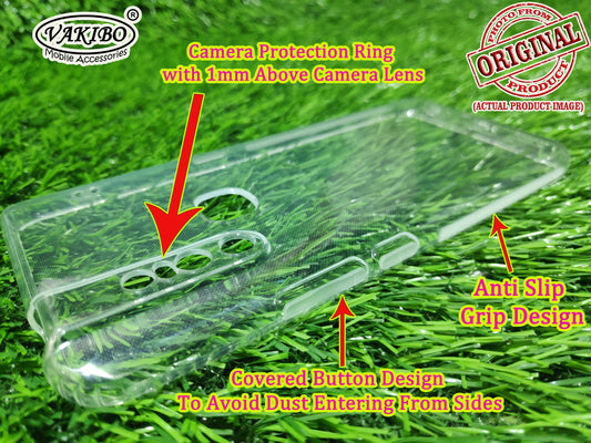 VAKIBO Super Premium Soft TPU Transparent Case With Dustplug,Side Grip,Corner Protection,lanyard Cuts,Camera Protection Suitable for Vivo V15