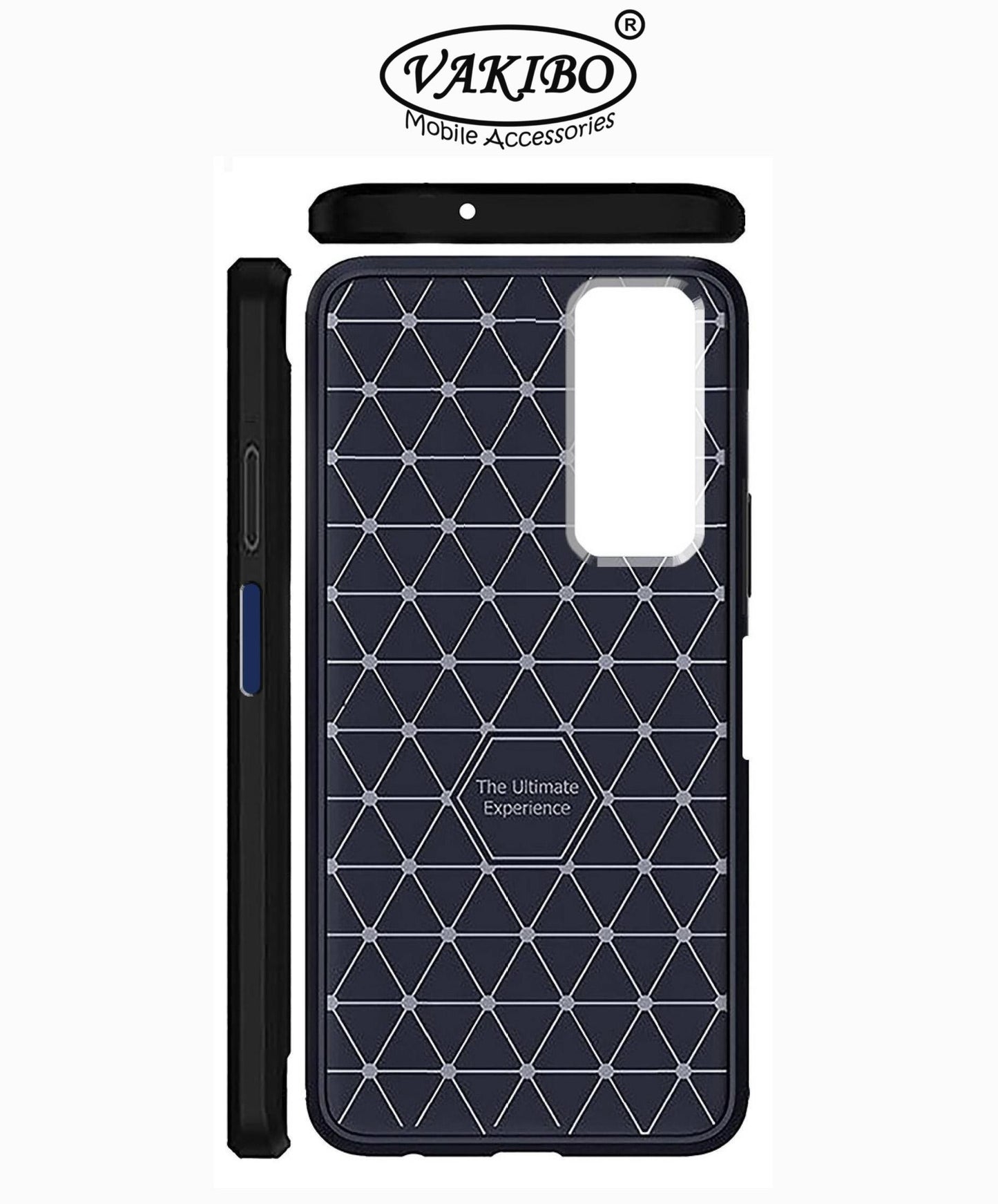 VAKIBO Carbon Fiber Brushed Black Coloured Soft TPU Back Cover Case With Camera Protection Ring Suitable for Vivo Y53S