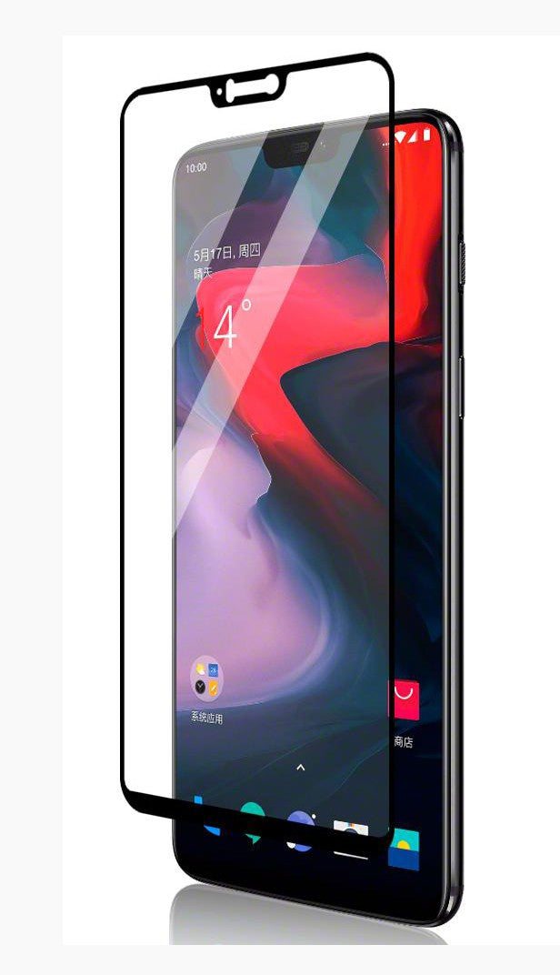 Super Premium Quality Tempered Glass Screen Guard Protector With Black Border Suitable For OnePlus 6