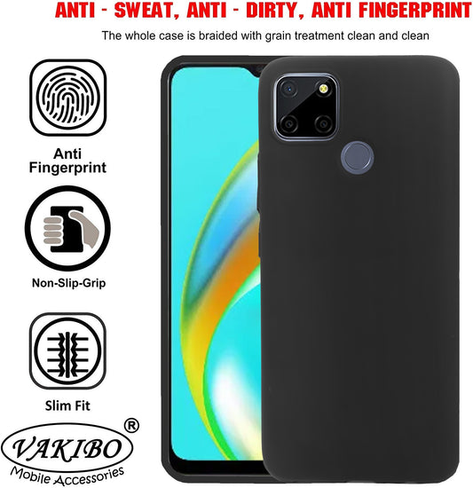 VAKIBO Matte Frosted Black Coloured Soft TPU Back Cover Case Suitable for Realme C25