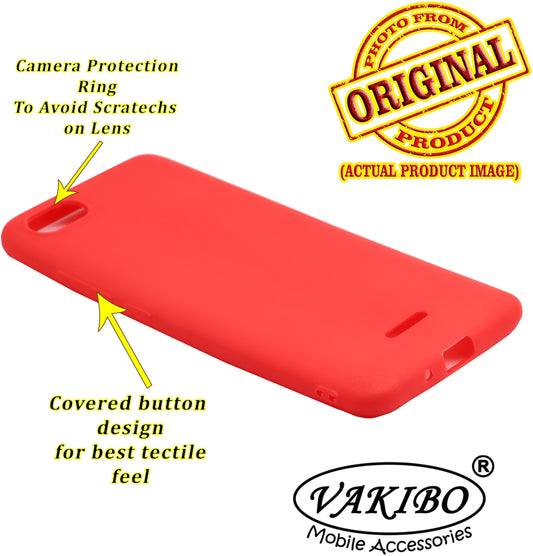 VAKIBO 1.2 MM Thick Red Coloured Soft TPU Rubber Back Cover Case With Camera Protection Ring Suitable for Mi Redmi 6A