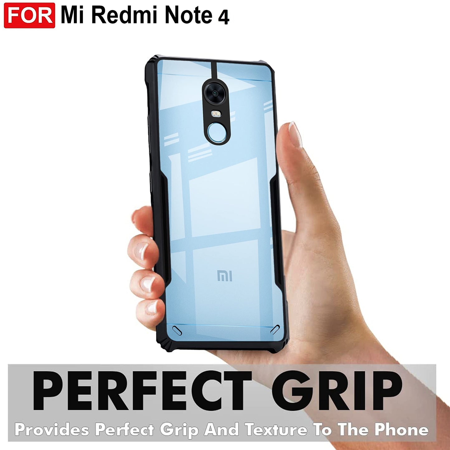 VAKIBO Super Premium Black Border Transparent Case With Corner Protection & Camera Protection Suitable for Mi Redmi Note 4