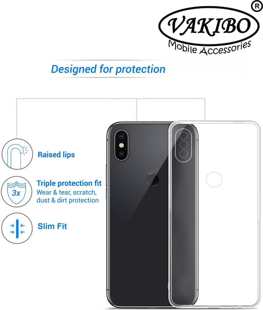 VAKIBO Super Premium Soft TPU Transparent Case With Dustplug,Side Grip,Corner Protection,lanyard Cuts,Camera Protection Suitable for Mi Redmi Note 5 Pro
