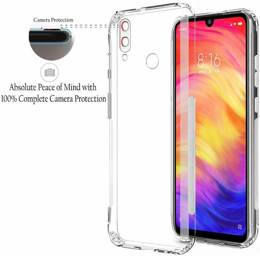 VAKIBO Super Premium Soft TPU Transparent Case With Dustplug,Side Grip,Corner Protection,lanyard Cuts,Camera Protection Suitable for Mi Redmi Note 7