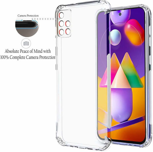VAKIBO Super Premium Soft TPU Transparent Case With Dustplug,Side Grip,Corner Protection,lanyard Cuts,Camera Protection Suitable for Samsung M31s