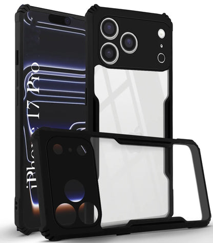 VAKIBO Best Selling Black and Transparent Coloured Made With Soft TPU and Acrylic Back Cover Case With 4 Corner and Camera Protection Suitable for iphone 17 Pro