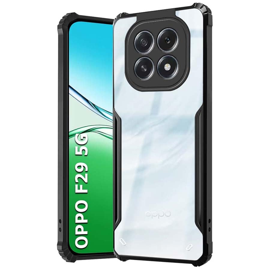 VAKIBO Super Premium Black Border Transparent Case With Corner Protection & Camera Protection Suitable for Oppo F29
