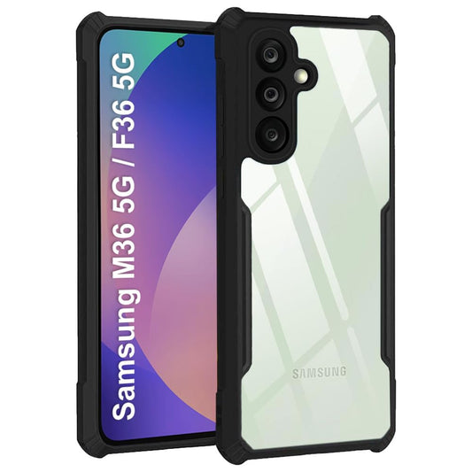 VAKIBO Super Premium Black Border Transparent Case With Corner Protection & Camera Protection Suitable for Samsung Galaxy M36