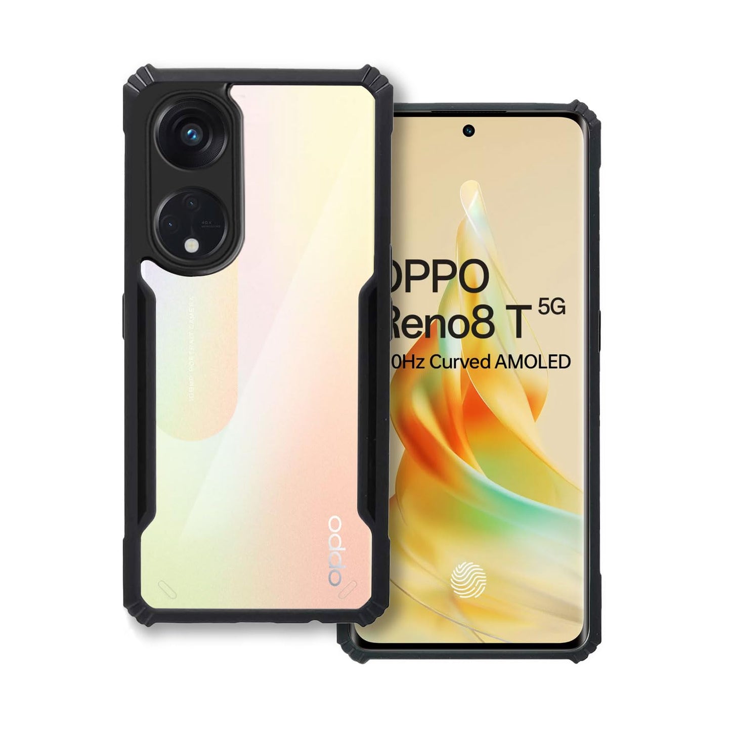 VAKIBO Super Premium Black Border Transparent Case With Corner Protection & Camera Protection Suitable for Oppo Reno 8T