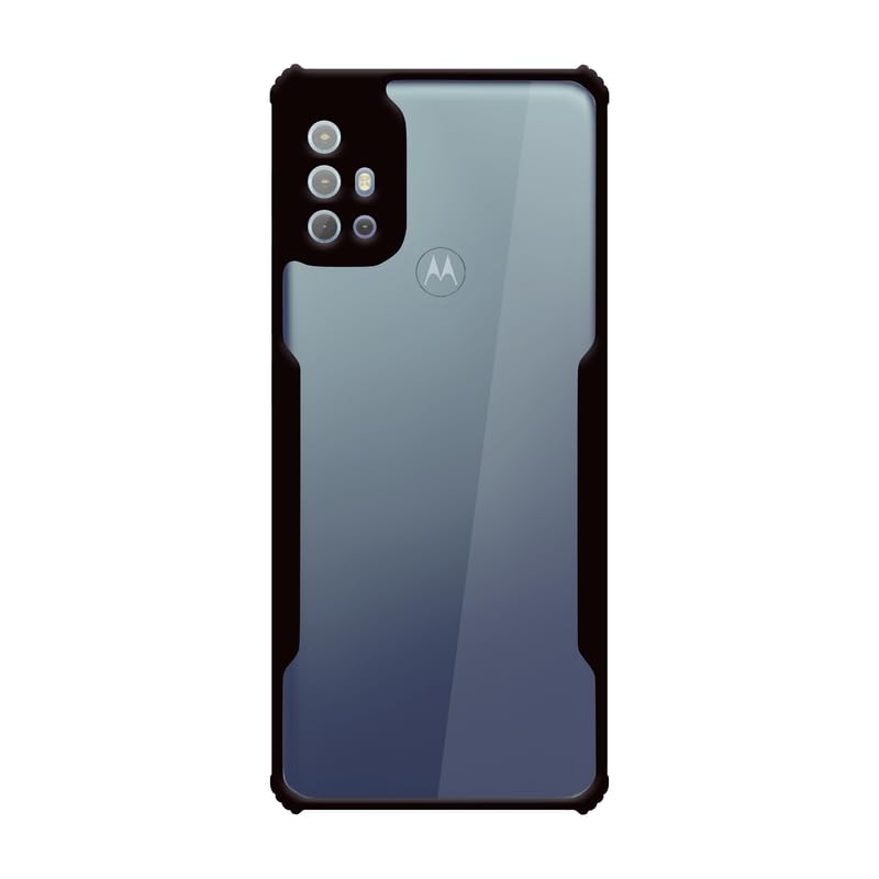 VAKIBO Super Premium Black Border Transparent Case With Corner Protection & Camera Protection Suitable for Moto G20