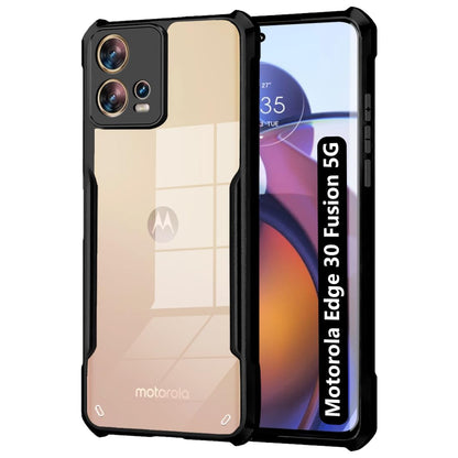 VAKIBO Super Premium Black Border Transparent Case With Corner Protection & Camera Protection Suitable for Moto Edge 30 Fusion