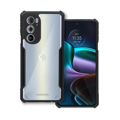 VAKIBO Super Premium Black Border Transparent Case With Corner Protection & Camera Protection Suitable for Moto Edge 30 Pro