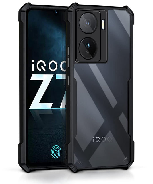 VAKIBO Super Premium Black Border Transparent Case With Corner Protection & Camera Protection Suitable for iQOO Z7s 5G