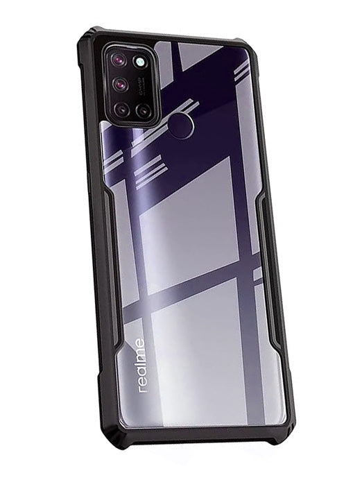 VAKIBO Best Selling Black and Transparent Coloured Made With Soft TPU and Acrylic Back Cover Case With 4 Corner and Camera Protection Suitable for Realme 7i