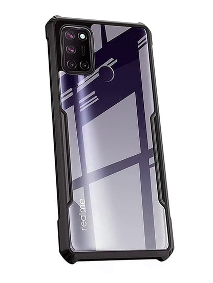 VAKIBO Best Selling Black and Transparent Coloured Made With Soft TPU and Acrylic Back Cover Case With 4 Corner and Camera Protection Suitable for Realme 7i