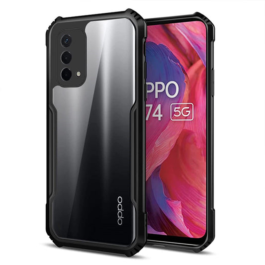 VAKIBO Best Selling Black and Transparent Coloured Made With Soft TPU and Acrylic Back Cover Case With 4 Corner and Camera Protection Suitable for Oppo F19