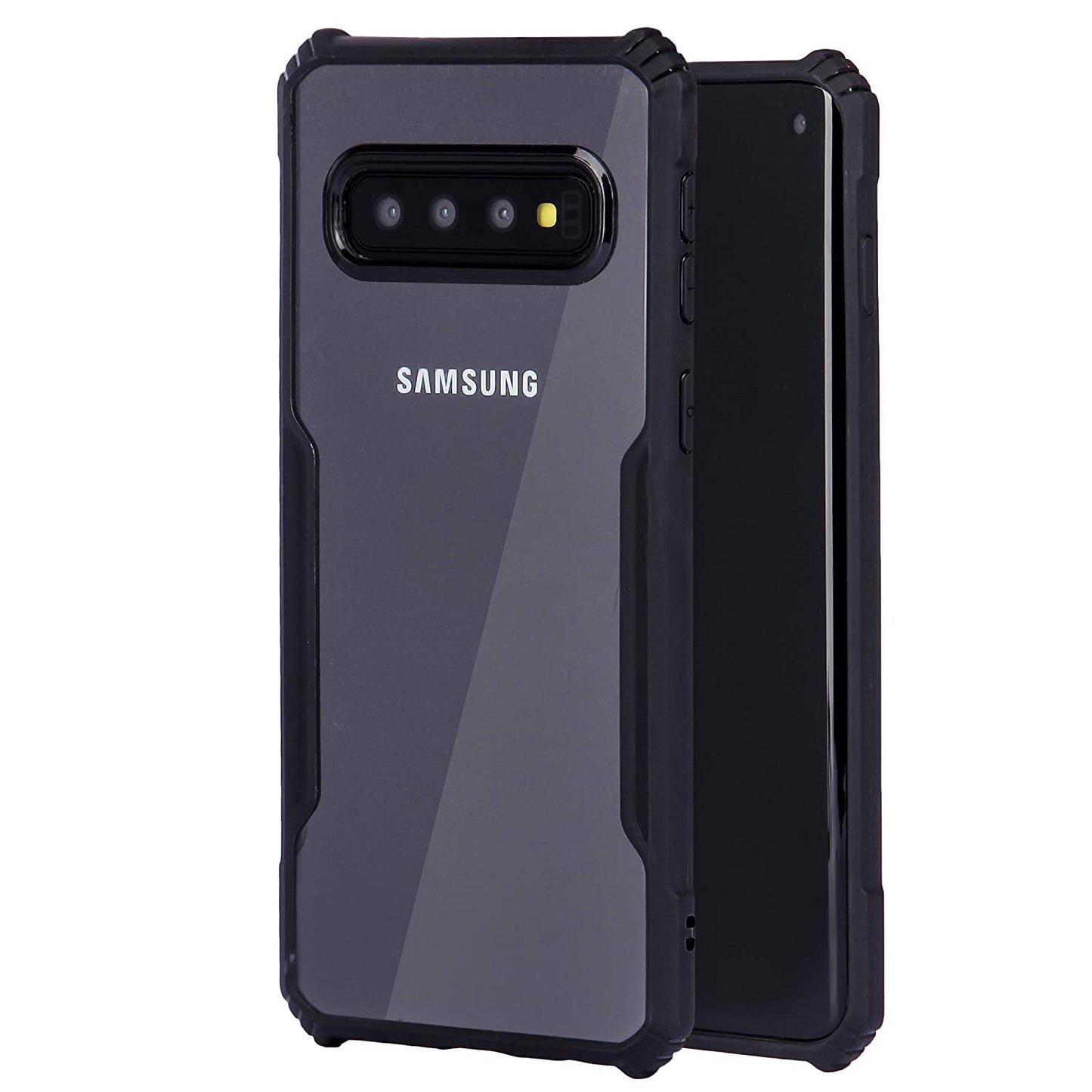 VAKIBO Best Selling Black and Transparent Back Cover Case Made With Soft TPU and Acrylic With 4 Corner and Camera Protection Suitable for Samsung Galaxy S10