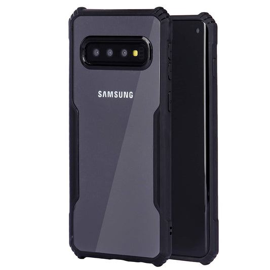 VAKIBO Best Selling Black and Transparent Back Cover Case Made With Soft TPU and Acrylic With 4 Corner and Camera Protection Suitable for Samsung Galaxy S10