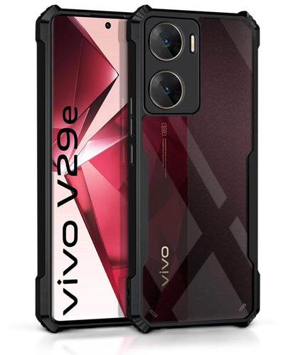 VAKIBO Super Premium Black Border Transparent Case With Corner Protection & Camera Protection Suitable for Vivo V29E