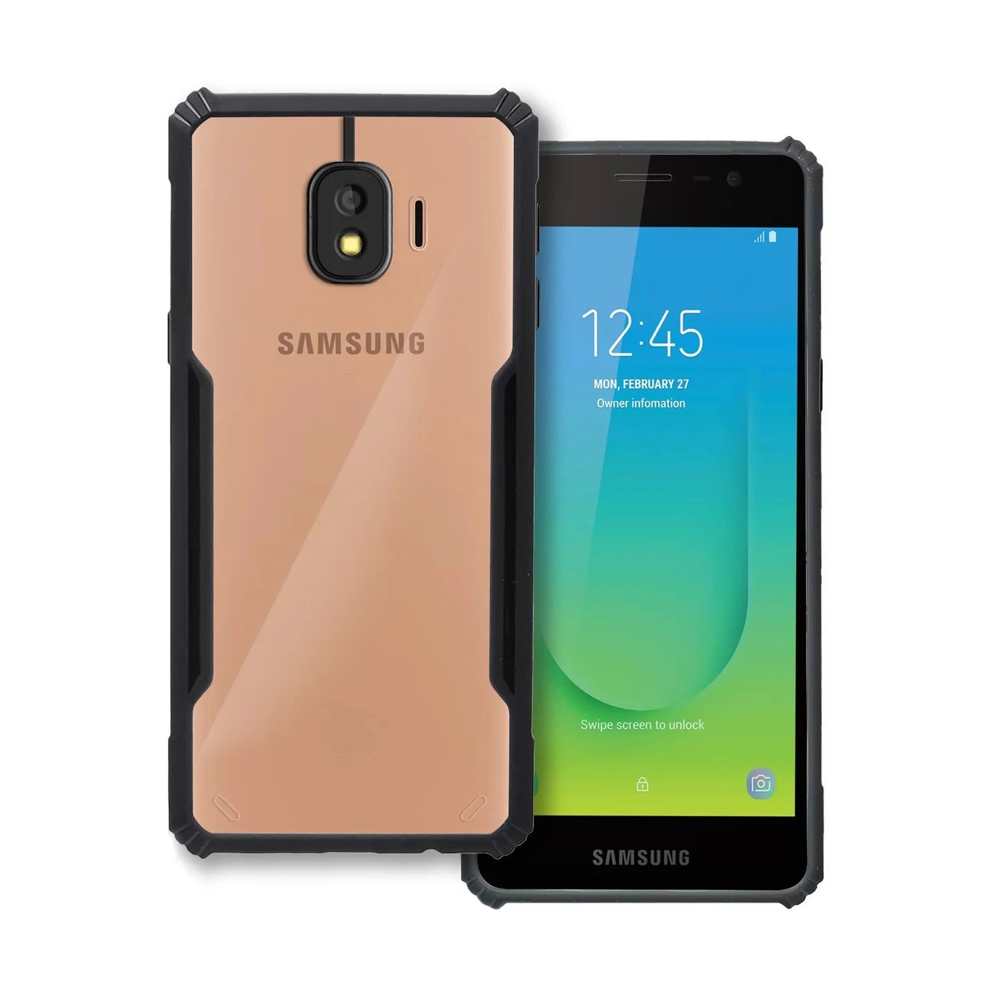 VAKIBO Best Selling Black and Transparent Coloured Made With Soft TPU and Acrylic Back Cover Case With 4 Corner and Camera Protection Suitable for Samsung Galaxy J2 2018