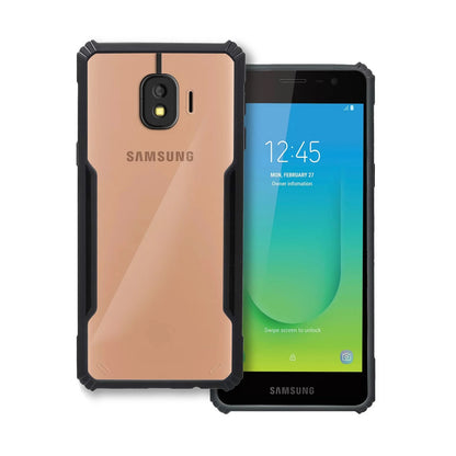 VAKIBO Best Selling Black and Transparent Coloured Made With Soft TPU and Acrylic Back Cover Case With 4 Corner and Camera Protection Suitable for Samsung Galaxy J2 2018